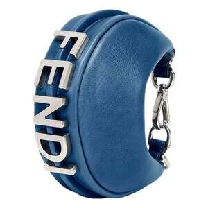 Fendi Fendigraphy Nano Hobo Blue Calfskin Leather Mini Clutch